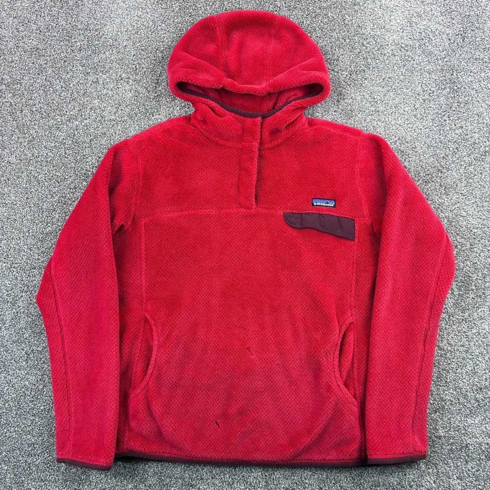 Patagonia‎ Re-Tool Hoody Women's XL Red Fleece Hoodie Snap T Sweatshirt 25435